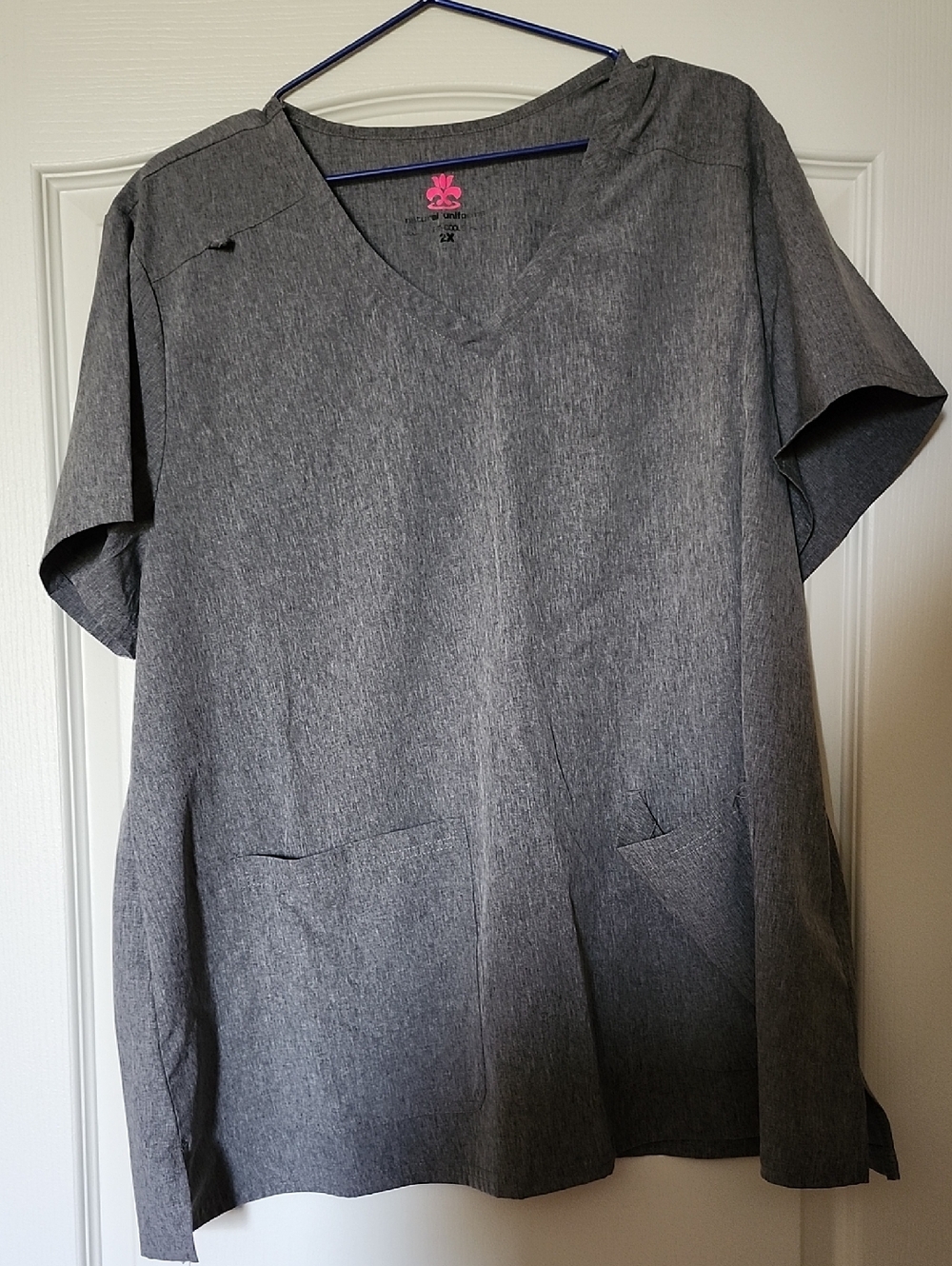 Women's Gray V-Neck Scrub Top and Jogger Pants